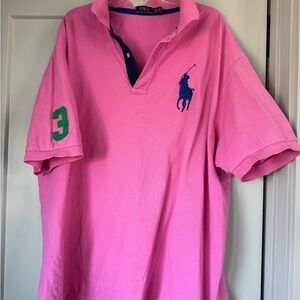 Ralph Lauren Bright Pink Polo with Navy Trim
